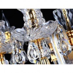 Retro Gold Colour K9 Clear Crystal Candle Chandelier