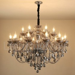 18 Lights Retro Grey Colour K9 Crystal Candle Large Chandelier