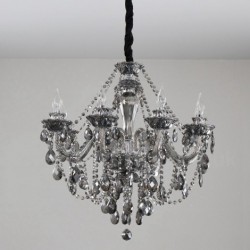 8 Lights Retro Grey Colour K9 Crystal Candle Large Chandelier