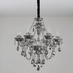 6 Lights Retro Grey Colour K9 Crystal Candle Large Chandelier