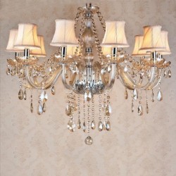 Cognac Colour Candle Large K9 Crystal Chandelier with Shades
