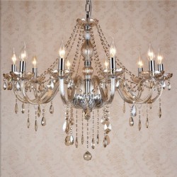 Cognac Colour Candle Large K9 Crystal Chandelier with Shades