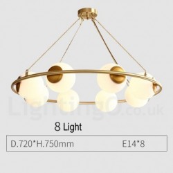 Pure Brass Bean Style Rustic / Lodge Round Chandelier with White Shades