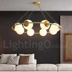 Pure Brass Bean Style Rustic / Lodge Round Chandelier with White Shades