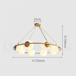 Pure Brass Bean Style Rustic / Lodge Round Chandelier with White Shades