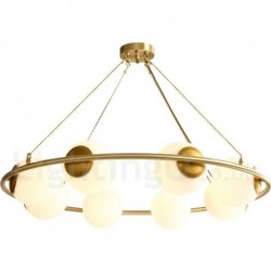 Pure Brass Bean Style Rustic / Lodge Round Chandelier with White Shades