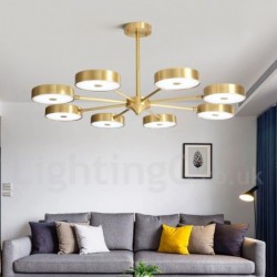 Pure Brass Rustic / Lodge Rotatable Chandelier with Acrylic Shades