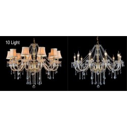 Gold Colour Candle Large K9 Crystal Chandelier with Shades