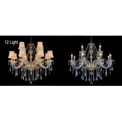 Gold Colour Candle Large K9 Crystal Chandelier with Shades