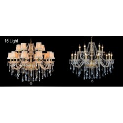 Gold Colour Candle Large K9 Crystal Chandelier with Shades