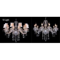 Clear Candle Large K9 Crystal Chandelier with Shades