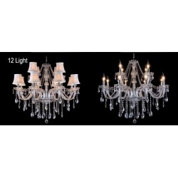 Clear Candle Large K9 Crystal Chandelier with Shades