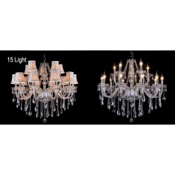 Clear Candle Large K9 Crystal Chandelier with Shades