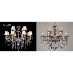 Grey Colour Candle Large K9 Crystal Chandelier with Shades