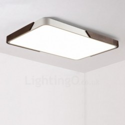 Retro Walnut Colour Wood Ultra-Thin Rectangle Dimmable LED Flush Mount Ceiling Lights with Acrylic Shade | Also Can Be Used As Wall Light