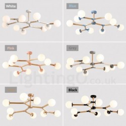 Wooden Nordic Modern Magic Bean Wood Molecular Chandelier with Glass Shades