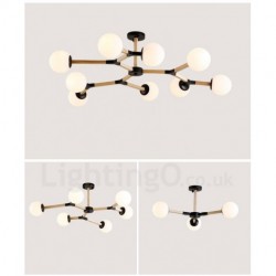 Wooden Nordic Modern Magic Bean Wood Molecular Chandelier with Glass Shades