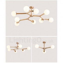 Wooden Nordic Modern Magic Bean Wood Molecular Chandelier with Glass Shades