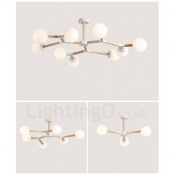 Wooden Nordic Modern Magic Bean Wood Molecular Chandelier with Glass Shades