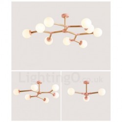 Wooden Nordic Modern Magic Bean Wood Molecular Chandelier with Glass Shades