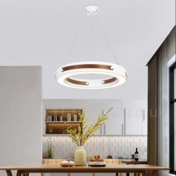 Multi Wood Colours Ring Modern Contemporary Pendant Lights with Acrylic Shade for Storeroom,