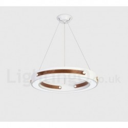 Multi Wood Colours Ring Modern Contemporary Pendant Lights with Acrylic Shade for Storeroom,