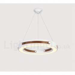 Multi Wood Colours Ring Modern Contemporary Pendant Lights with Acrylic Shade for Storeroom,