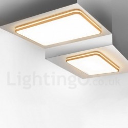 Dimmable Rectangle Wooden LED with Lens Modern Contemporary Nordic Style Flush Mount Wood Ceiling Light with Acrylic Shade and Remote Control - Also Can Be Used As Wall Light