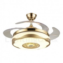 108CM (42"), 91CM (36") Modern Contemporary Remote Control Gold Colour Ceiling Fan Light with Acrylic Shade Mute Pure Copper Motor