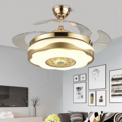 108CM (42"), 91CM (36") Modern Contemporary Remote Control Gold Colour Ceiling Fan Light with Acrylic Shade Mute Pure Copper Motor