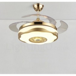 108CM (42"), 91CM (36") Modern Contemporary Remote Control Gold Colour Ceiling Fan Light with Acrylic Shade Mute Pure Copper Motor