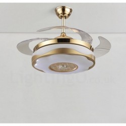 108CM (42"), 91CM (36") Modern Contemporary Remote Control Gold Colour Ceiling Fan Light with Acrylic Shade Mute Pure Copper Motor