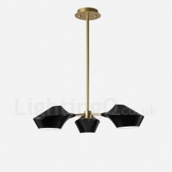 Linear Retro Chandelier 3 Light with Acrylic Shades