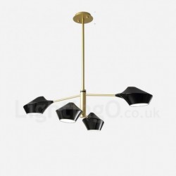 Two Tiers Linear Retro Chandelier 4 Light with Acrylic Shades