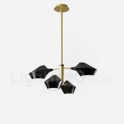 Two Tiers Linear Retro Chandelier 4 Light with Acrylic Shades