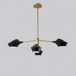 Two Tiers Linear Retro Chandelier 4 Light with Acrylic Shades