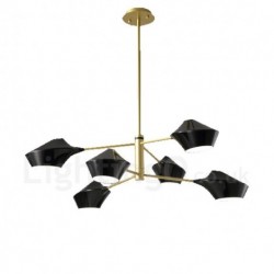 2 Tiers Multi Colours Linear Retro Chandelier 6 Light with Acrylic Shades