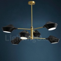 2 Tiers Multi Colours Linear Retro Chandelier 6 Light with Acrylic Shades