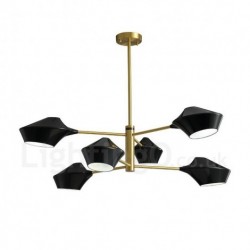 2 Tiers Multi Colours Linear Retro Chandelier 6 Light with Acrylic Shades