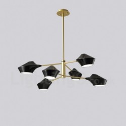 2 Tiers Multi Colours Linear Retro Chandelier 6 Light with Acrylic Shades