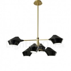 2 Tiers Multi Colours Linear Retro Chandelier 6 Light with Acrylic Shades