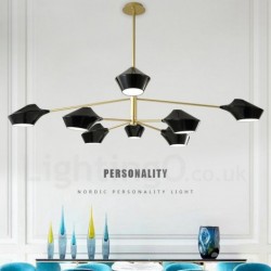 Two Tiers Multi Colours Linear Retro Chandelier 8 Light with Acrylic Shades