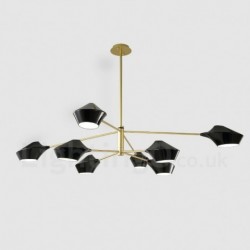 Two Tiers Multi Colours Linear Retro Chandelier 8 Light with Acrylic Shades