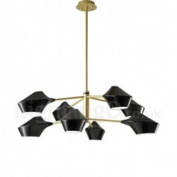Two Tiers Multi Colours Linear Retro Chandelier 8 Light with Acrylic Shades