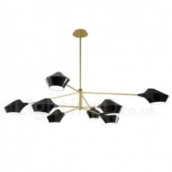 Two Tiers Multi Colours Linear Retro Chandelier 8 Light with Acrylic Shades