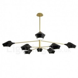 Two Tiers Multi Colours Linear Retro Chandelier 8 Light with Acrylic Shades