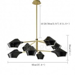 Two Tiers Multi Colours Linear Retro Chandelier 8 Light with Acrylic Shades