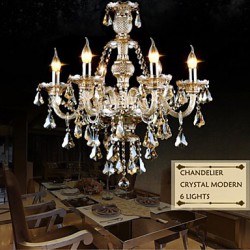 Chandelier Cognac Color Crystal Modern 6 Lights/Contemporary Living Room/Bedroom/Dining Room/Office Glass