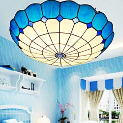 E27 220V 30*9CM 3-5銕uropean Rural Creative Arts Stained Glass Absorb Dome Lamp Led Light