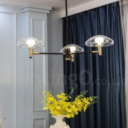 3 Light Mini Style Uplight Electroplated Painted Finish Chandelier with Glass Shades